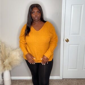 Long sleeve backless gold color sweater